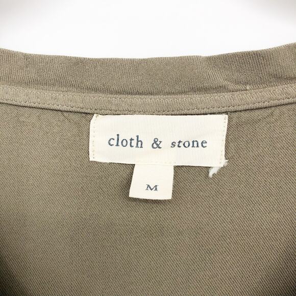 Cloth & Stone Womens Short Sleeve T-shirt Dress Medium Green V-Neck Hi-Low Hem - Picture 6 of 8